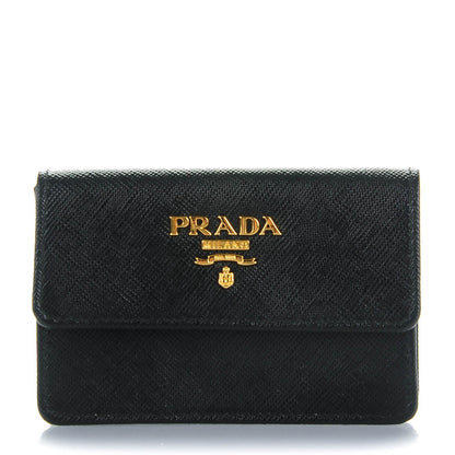 Prada Saffiano Metal Flap Card Holder Black 1 of 7