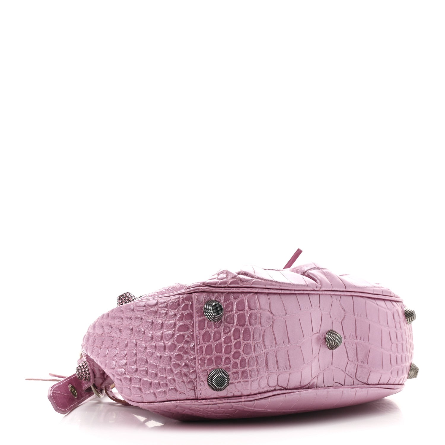 Balenciaga Metallic Extra Supple Calfskin Crystal Crocodile Embossed Small Le Cagole Shoulder Bag Pink 5 of 11