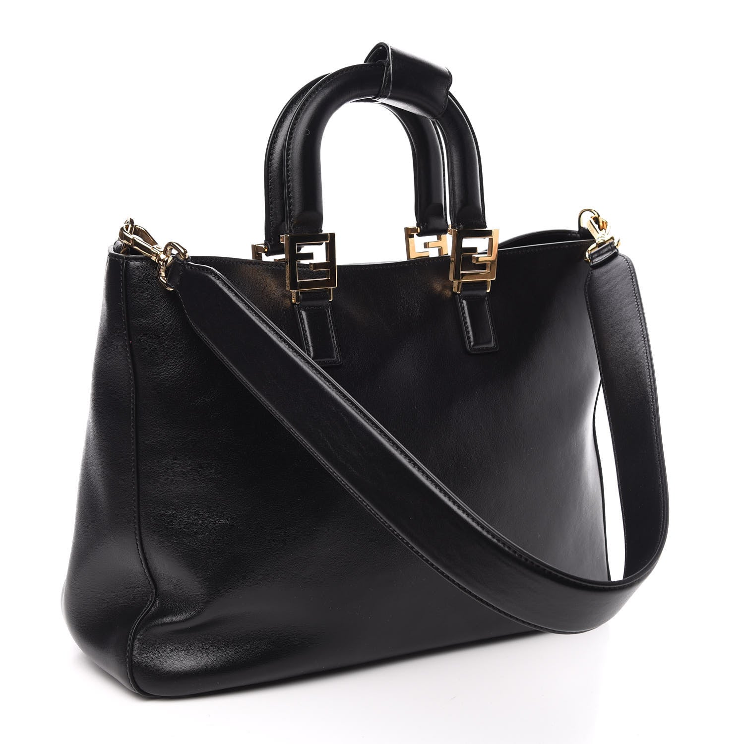 Fendi Vitello Glacier Medium FF Tote Black 4 of 11