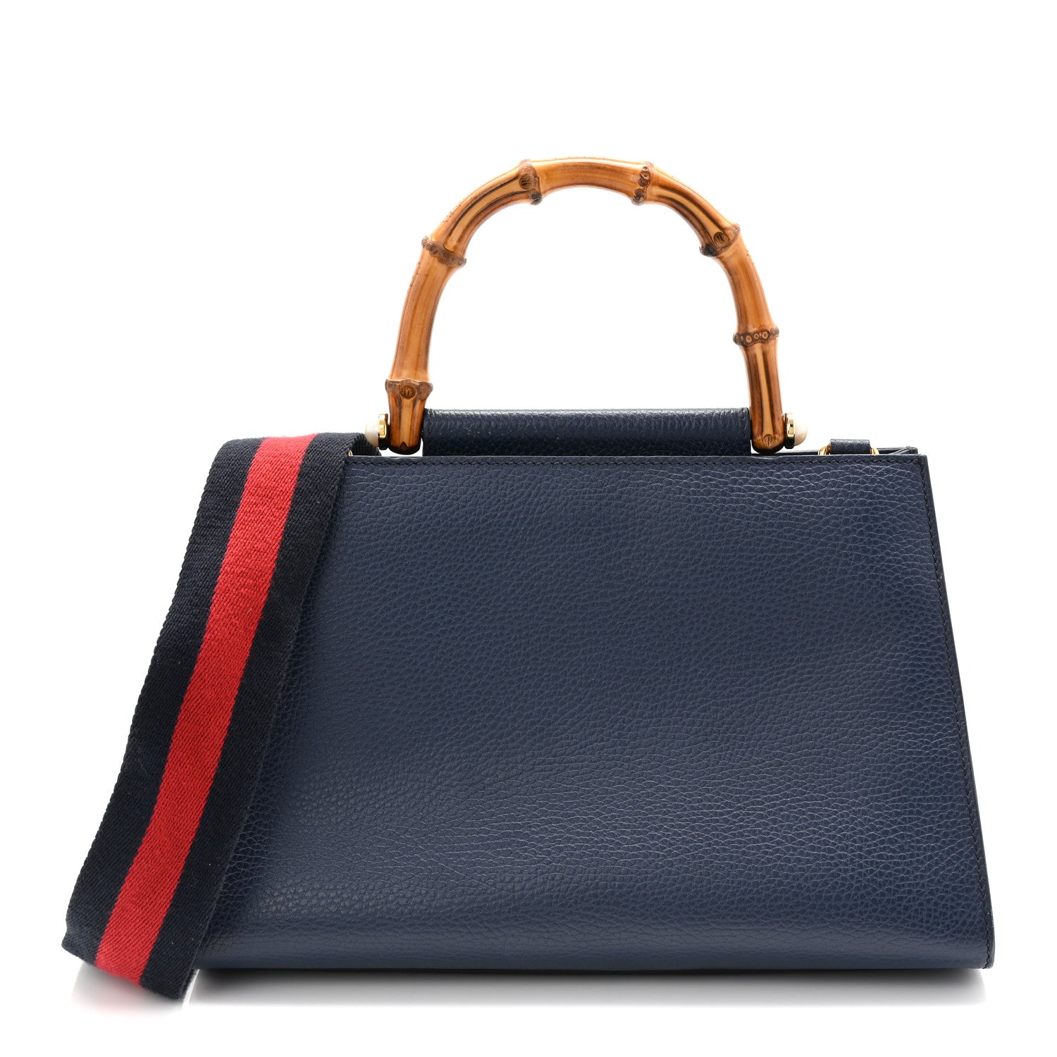 Gucci Nappa Bamboo Web Small Nymphaea Top Handle Bag Navy 1 of 12