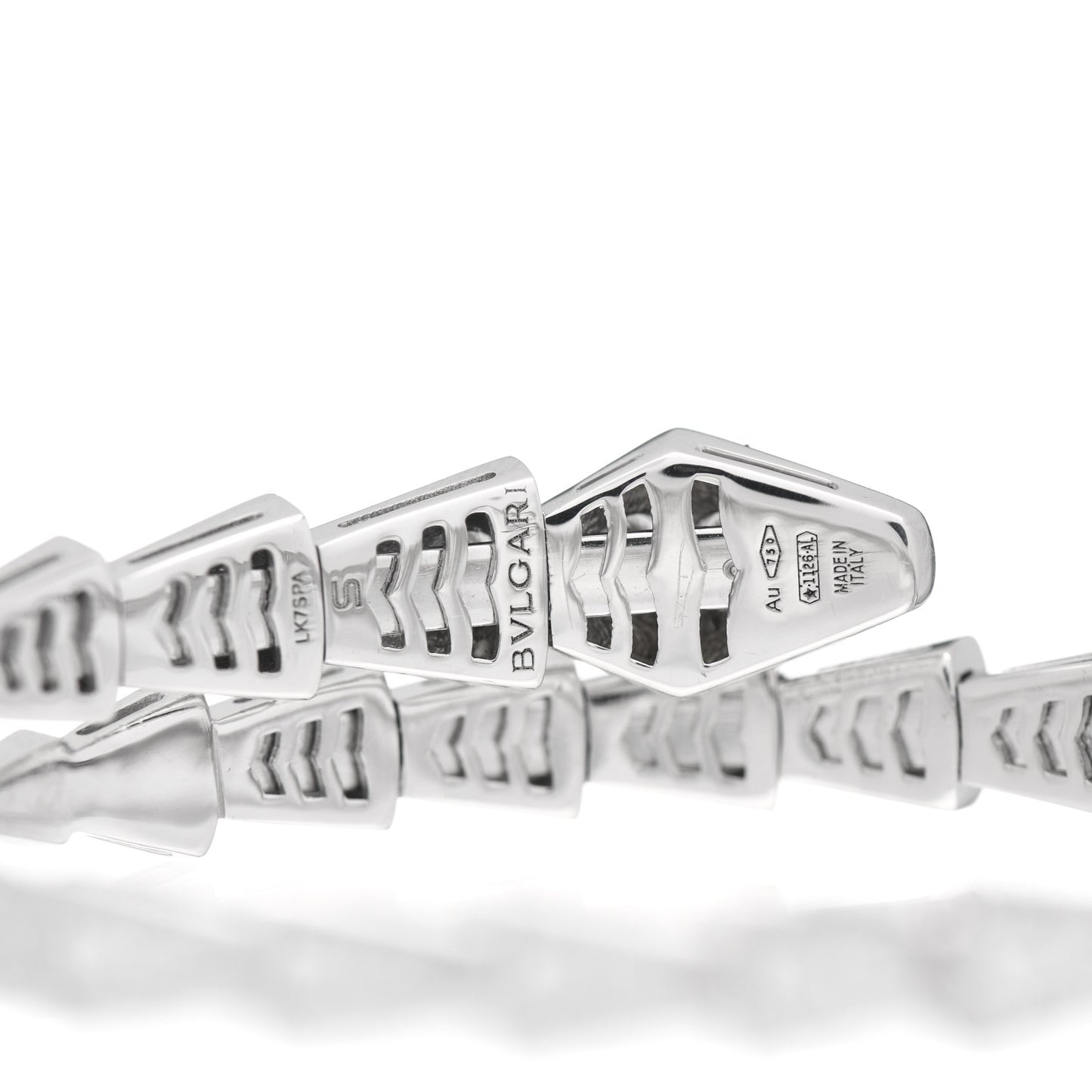 18K White Gold Diamond Serpenti Viper Pave Bracelet S
