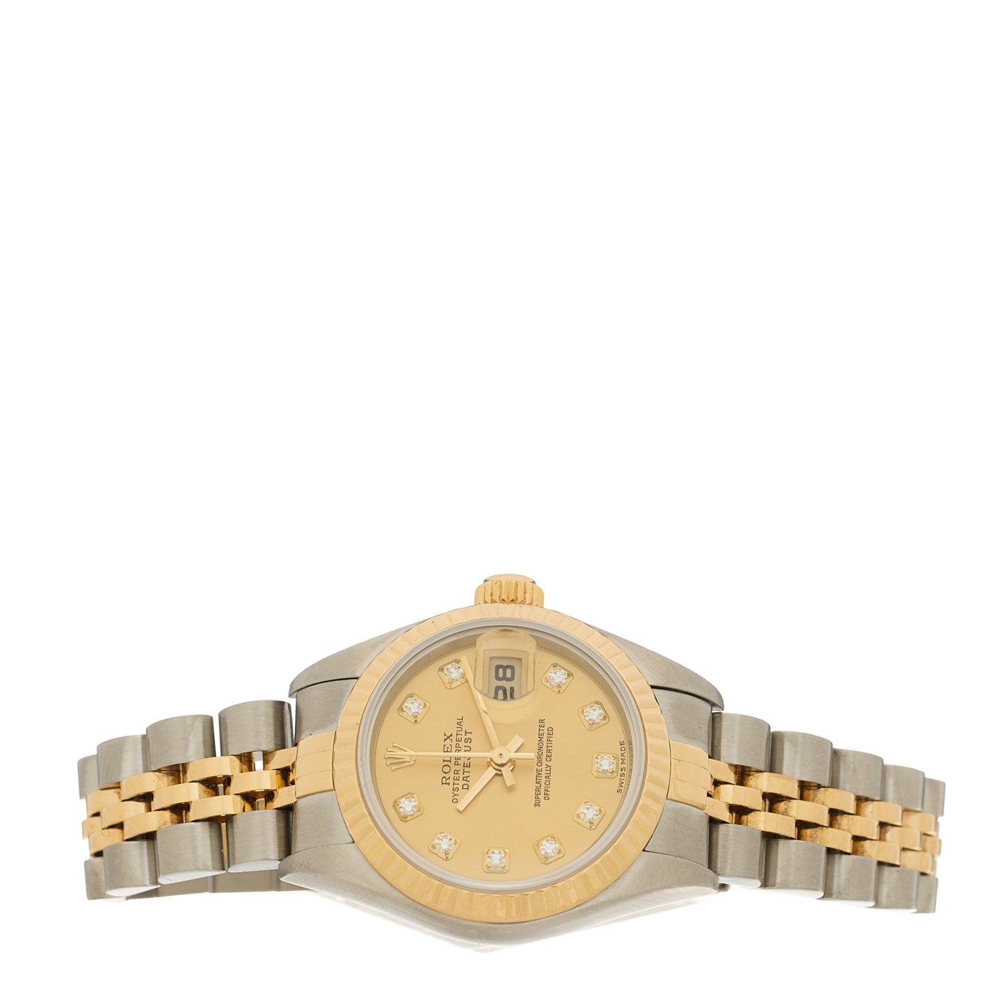 Stainless Steel 18K Yellow Gold Diamond 26mm Oyster Perpetual Datejust Watch Champagne 79173