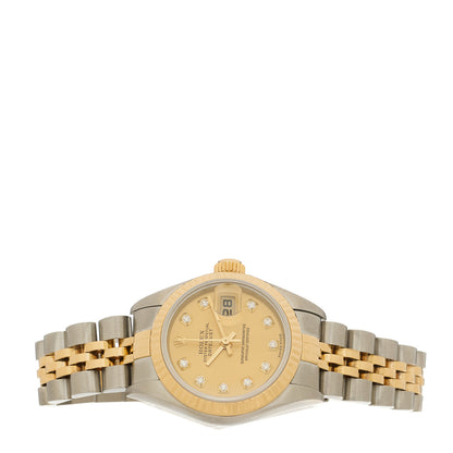Rolex Stainless Steel 18K Yellow Gold Diamond 26mm Oyster Perpetual Datejust Watch Champagne 79173 2 of 5