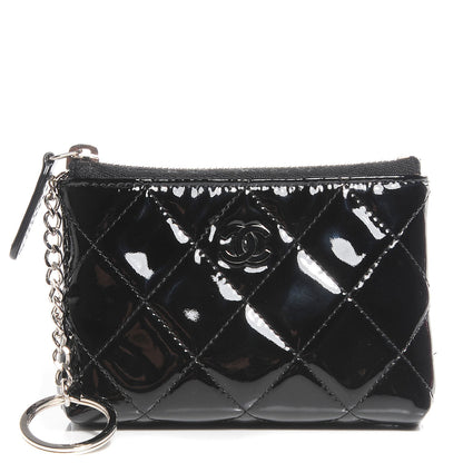 Chanel Patent Quilted Zip Coin Purse Black 1 of 7