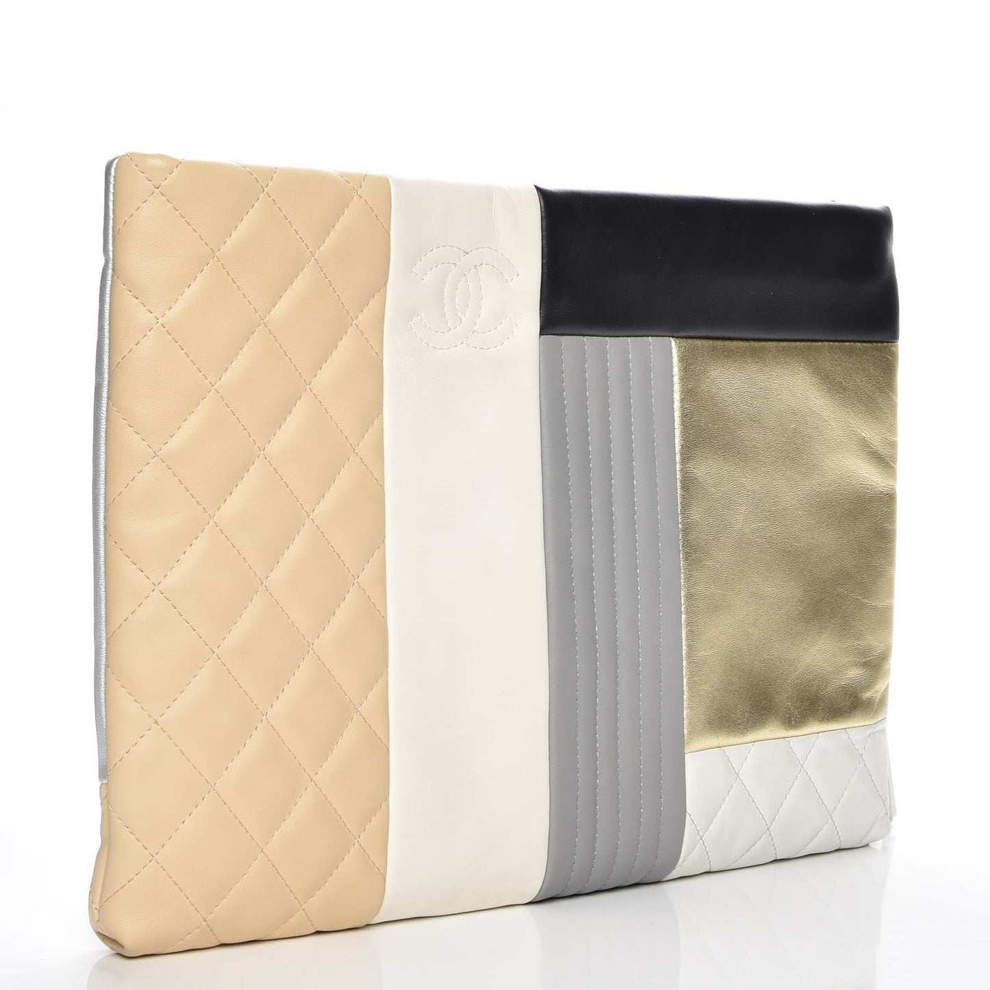 Lambskin Patchwork Large Cosmetic Case Multicolor