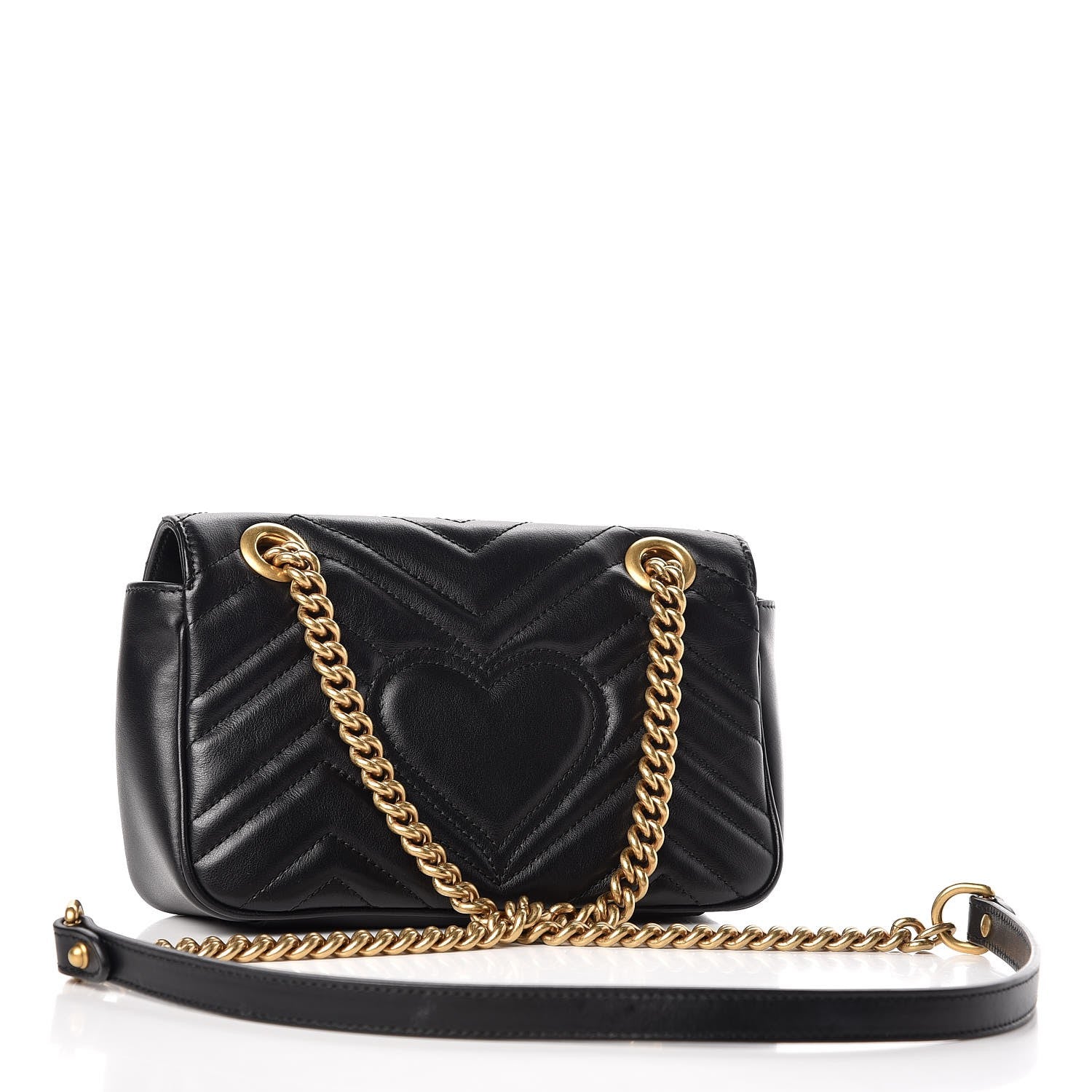 Gucci Calfskin Matelasse Mini GG Marmont Shoulder Bag Black 3 of 8