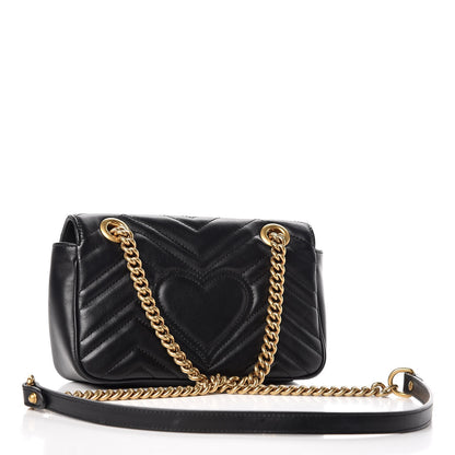Gucci Calfskin Matelasse Mini GG Marmont Shoulder Bag Black 3 of 8