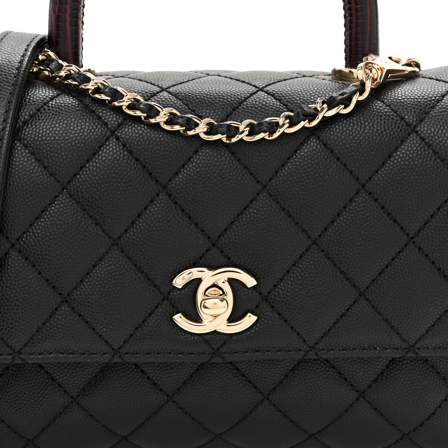 Chanel Caviar Lizard Embossed Quilted Mini Coco Handle Flap Black 8 of 10