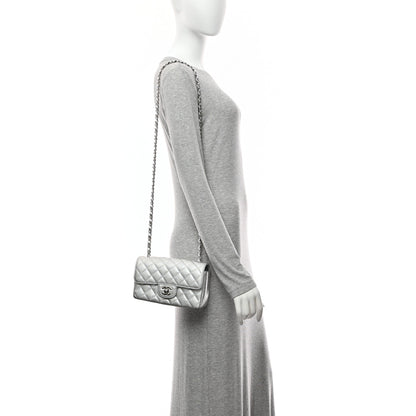 Chanel Metallic Lambskin Quilted Mini Rectangular Flap Silver 2 of 11