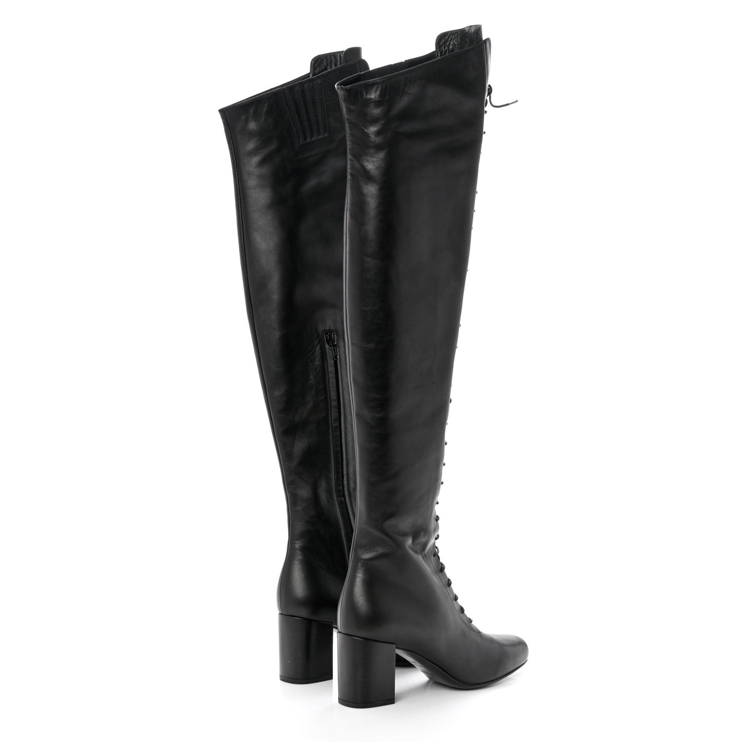 Calfskin Babies 70 Lace-Up Boots 36.5 Black