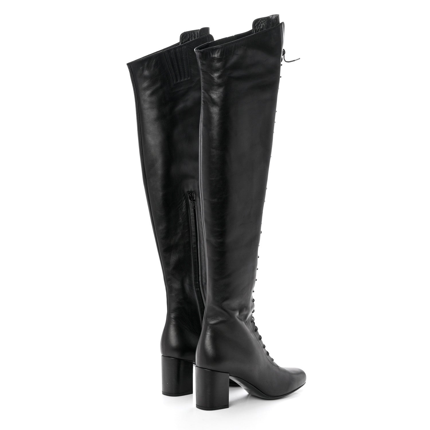 Saint Laurent Calfskin Babies 70 Lace-Up Boots 36.5 Black 4 of 7