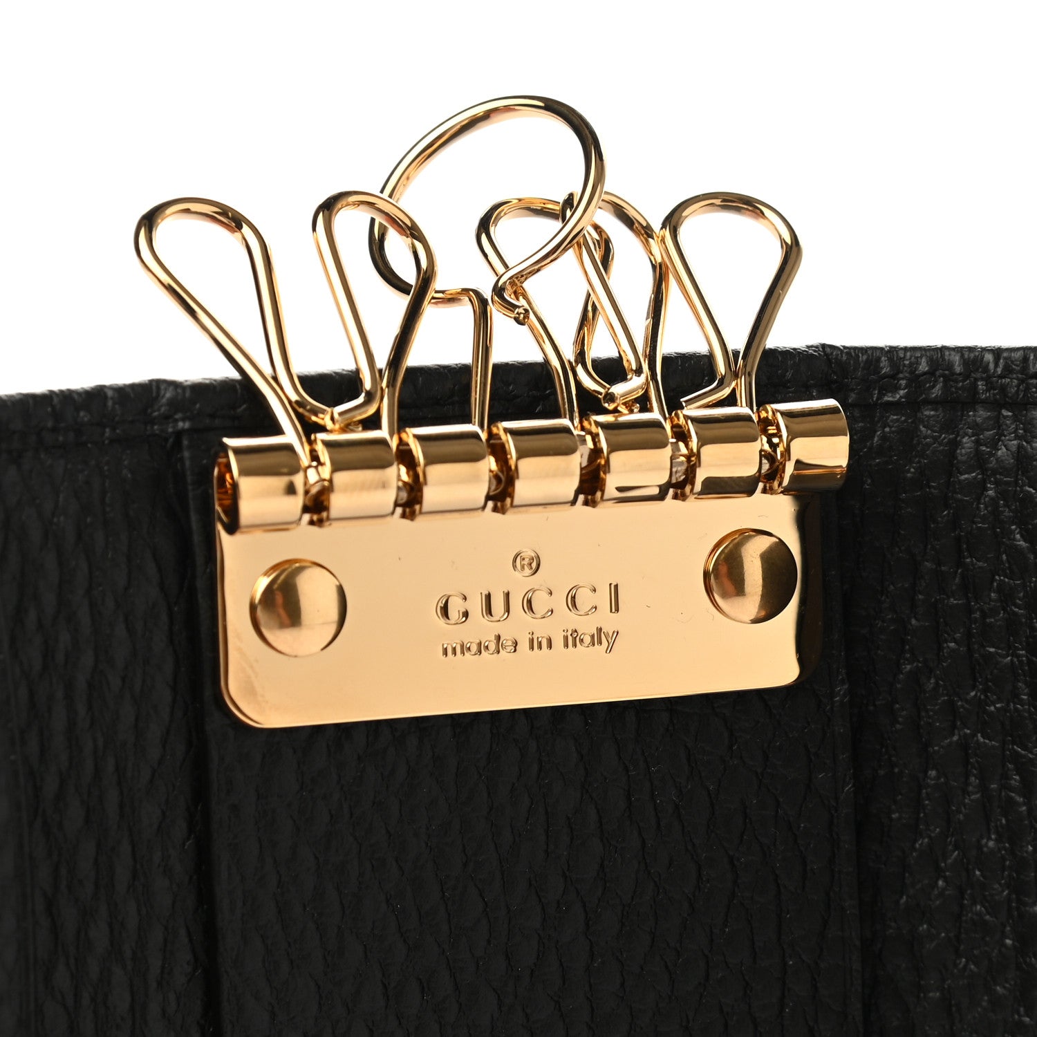 Gucci Pebbled Calfskin GG Marmont 6 Key Holder Black 6 of 9