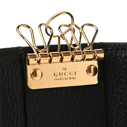Gucci Pebbled Calfskin GG Marmont 6 Key Holder Black 6 of 9