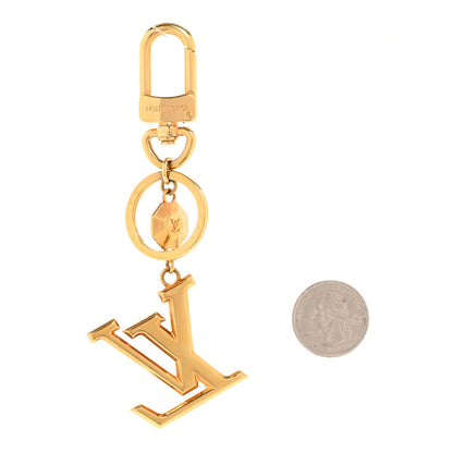Louis Vuitton Metal LV Facettes Bag Charm Key Holder Gold 2 of 5