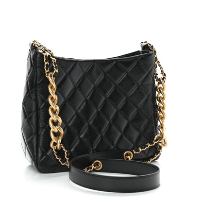Chanel Lambskin Quilted Hobo Black 3 of 11