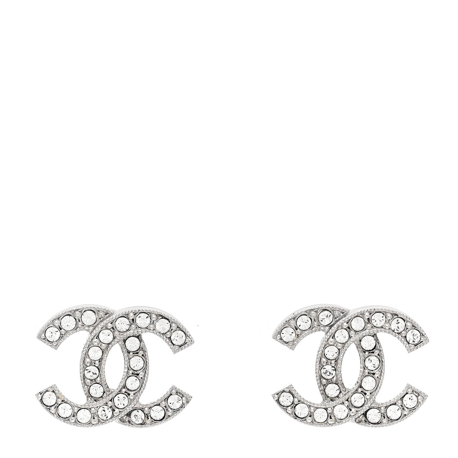 Chanel Crystal Mini Timeless CC Earrings Silver 1 of 5