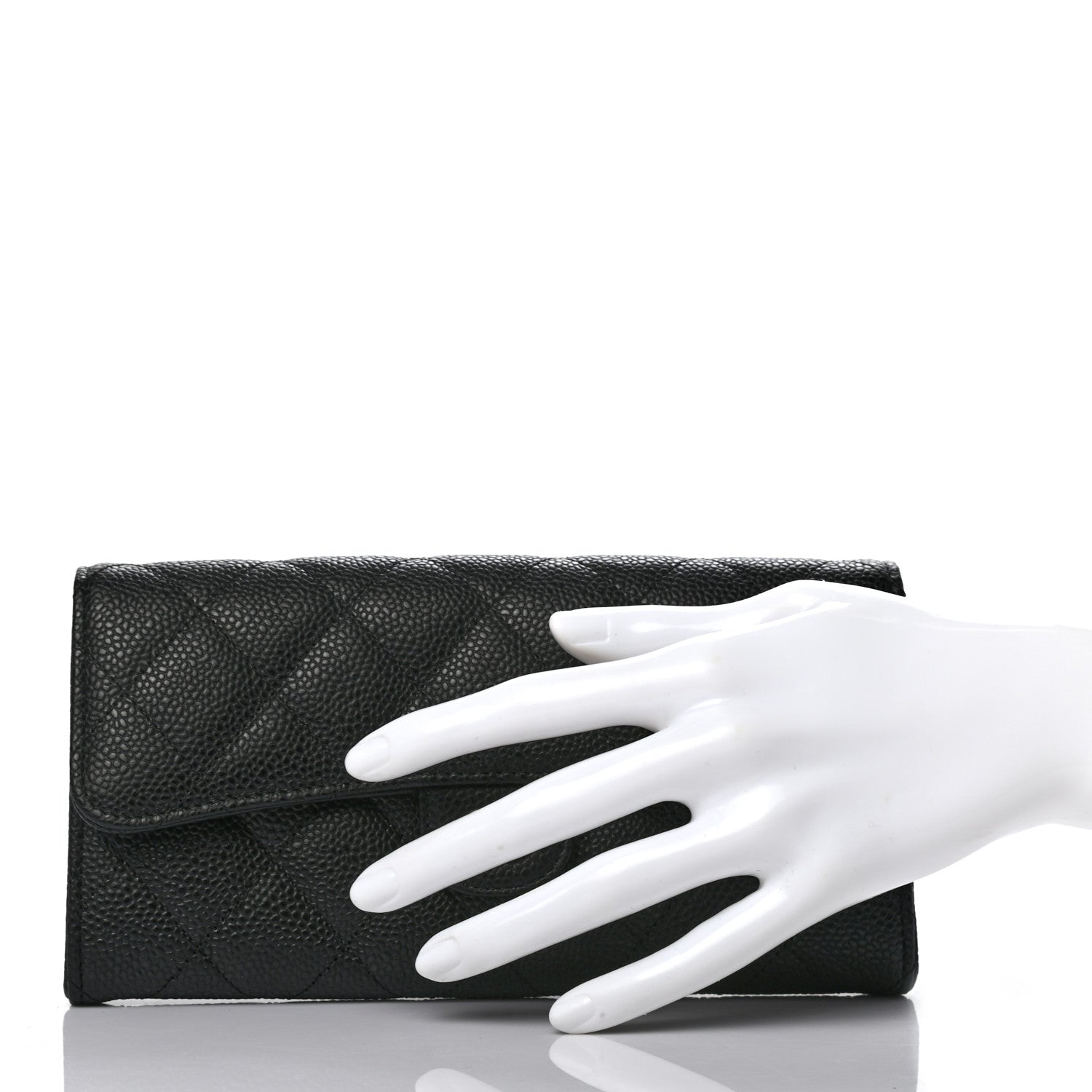 Chanel Caviar Quilted Large Gusset Flap Wallet Black 2 of 8