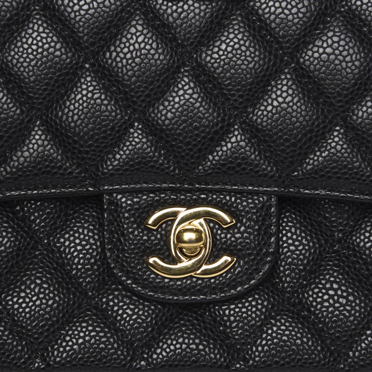 Caviar Quilted Medium Double Flap Black