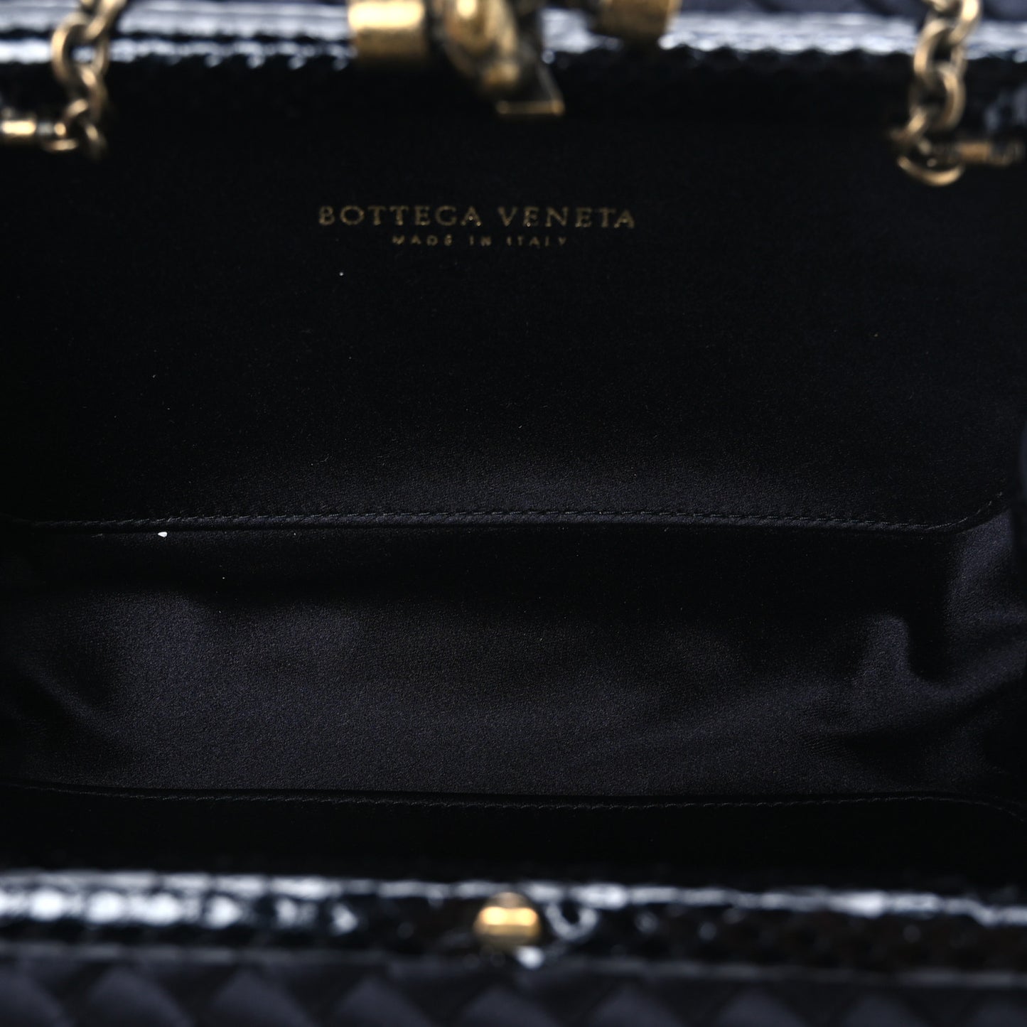 Satin Ayers Intrecciato Chain Knot Clutch Black