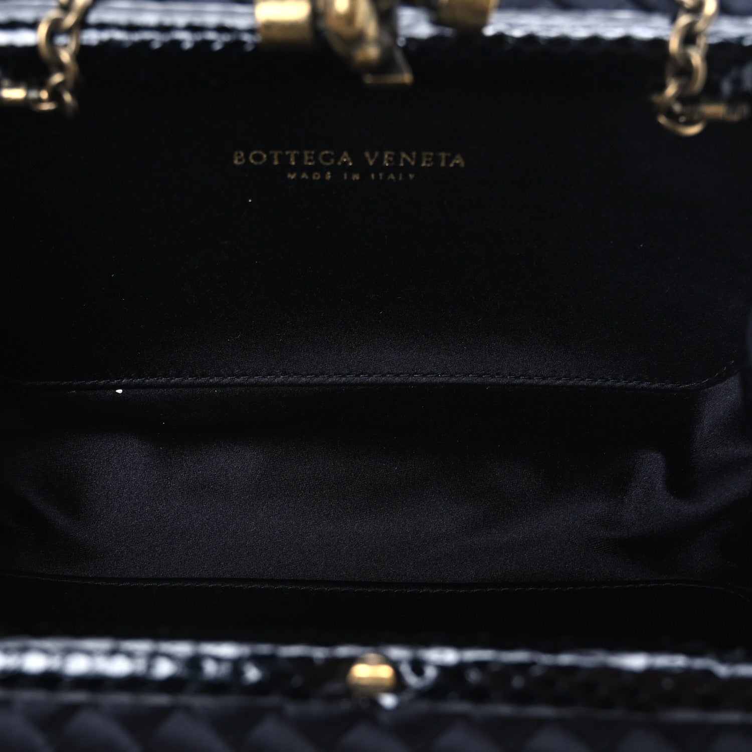 Bottega Veneta Satin Ayers Intrecciato Chain Knot Clutch Black 4 of 8