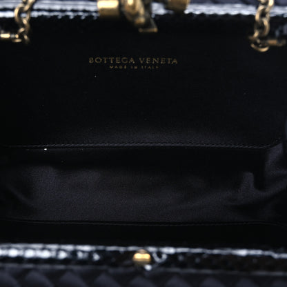 Bottega Veneta Satin Ayers Intrecciato Chain Knot Clutch Black 4 of 8