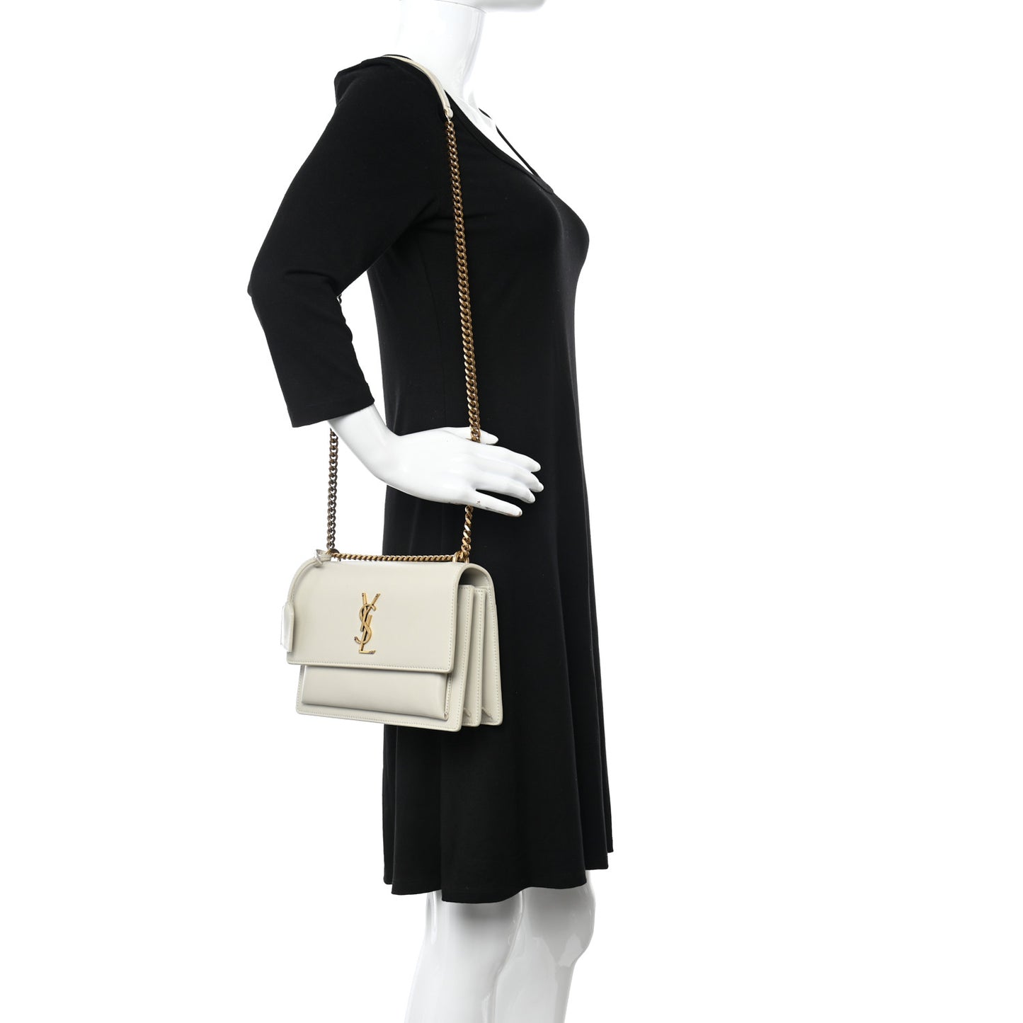 Smooth Calfskin Medium Monogram Sunset Satchel Blanc Vintage