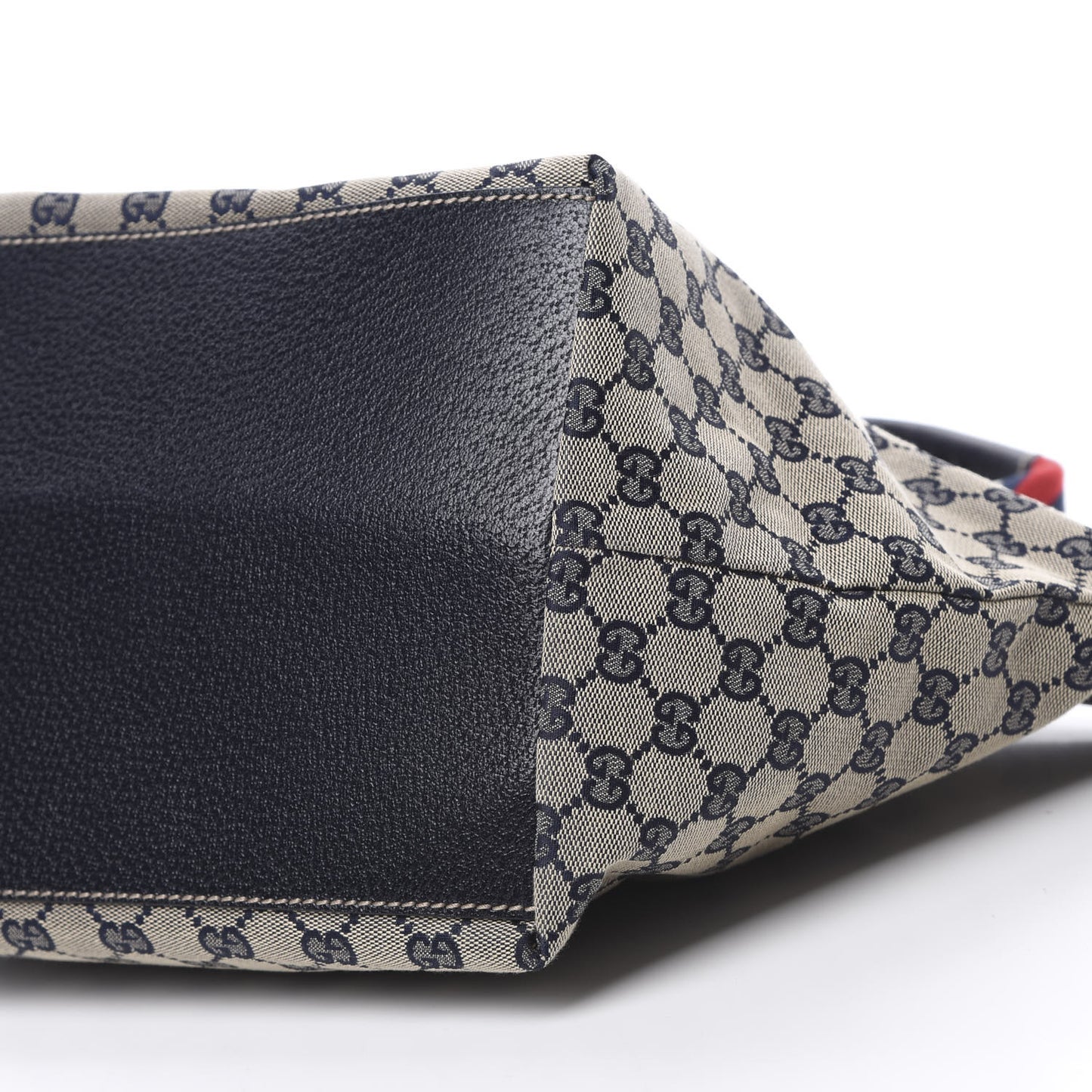 GG Monogram Medium Web Handle Bucket Tote Navy Blue