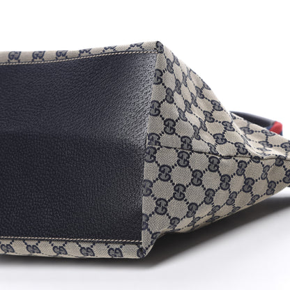 Gucci GG Monogram Medium Web Handle Bucket Tote Navy Blue 10 of 10