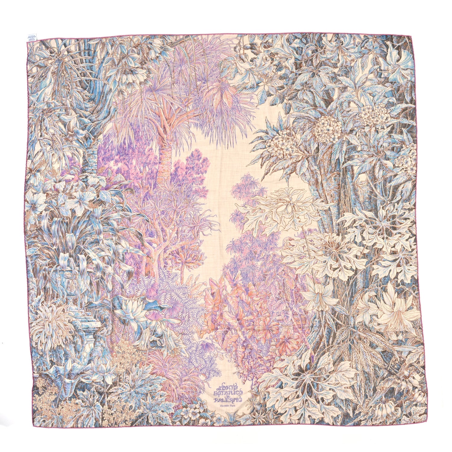 Hermes Cashmere Silk All'Orto Botanico di Palermo 140 Rose Naturel