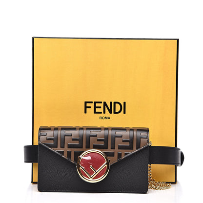 Fendi Vitello Cruise F is Fendi Bi-Color FF 1974 Embossed Envelope Belt Bag Maya Black 13 of 13