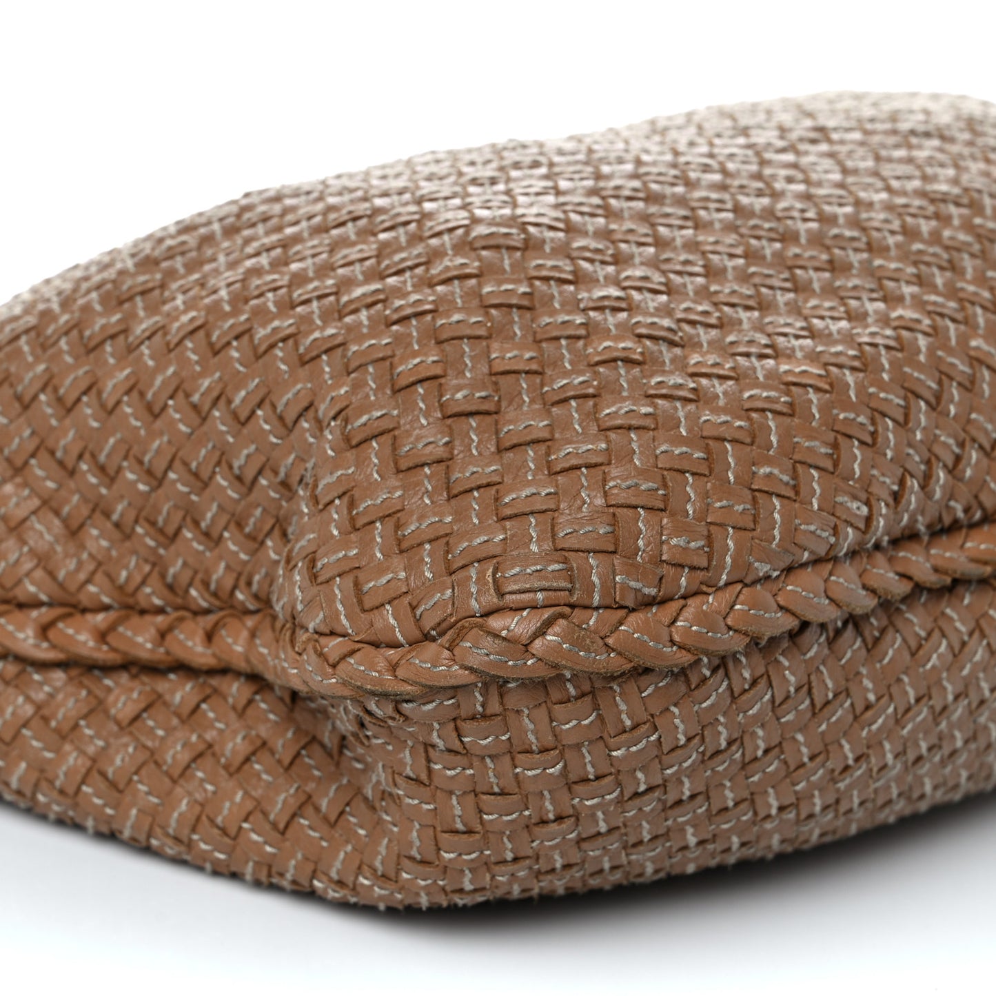 Nappa Stitched Intrecciato Medium Veneta Hobo Maple Sapphire