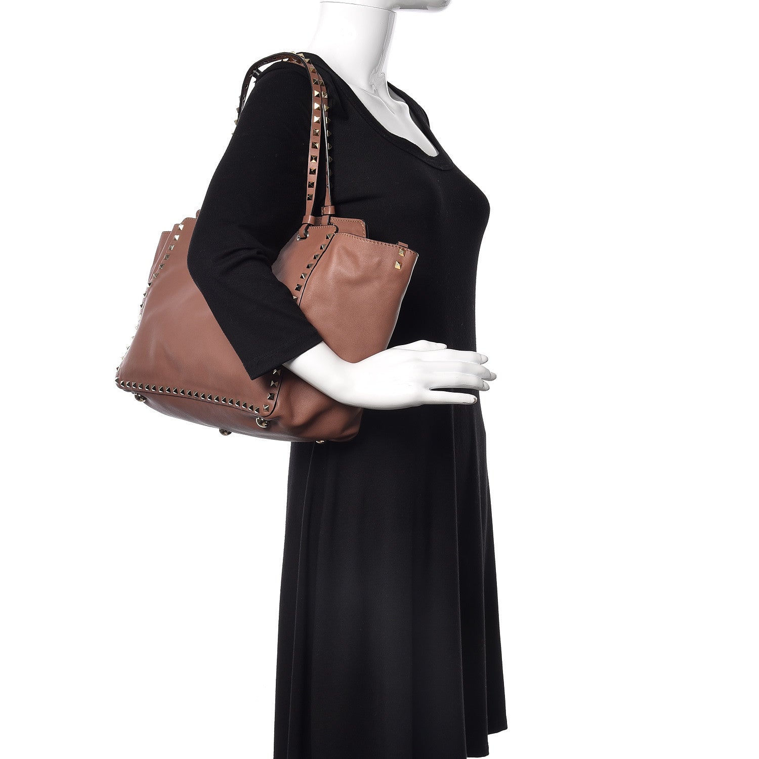 Valentino Garavani Vitello Medium Rockstud Tote Brownish 3 of 16