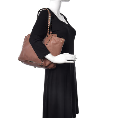 Valentino Garavani Vitello Medium Rockstud Tote Brownish 3 of 16