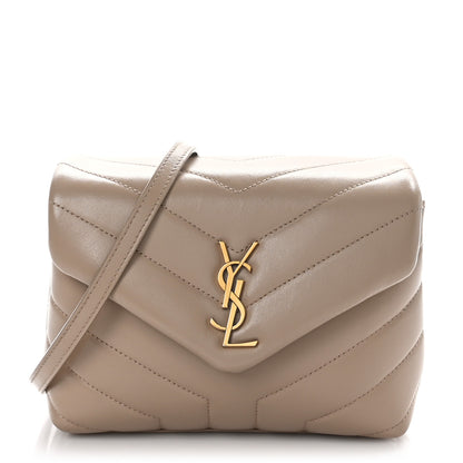 Saint Laurent Calfskin Y Quilted Monogram Toy Loulou Crossbody Bag Dark Beige 1 of 12