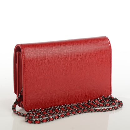 Chanel Caviar Timeless CC Wallet On Chain WOC Red 3 of 8