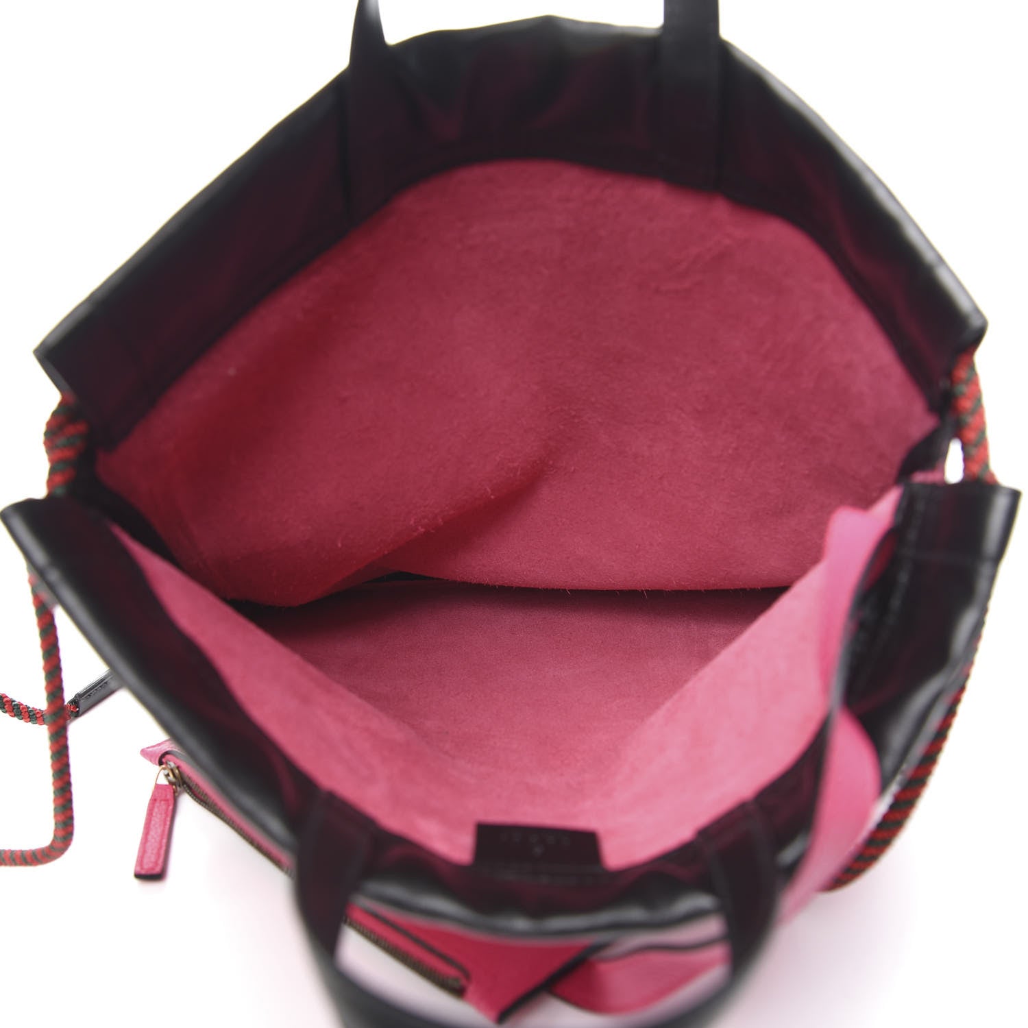 Gucci Grained Calfskin Logo Drawstring Backpack Box Pink Green Black 5 of 10