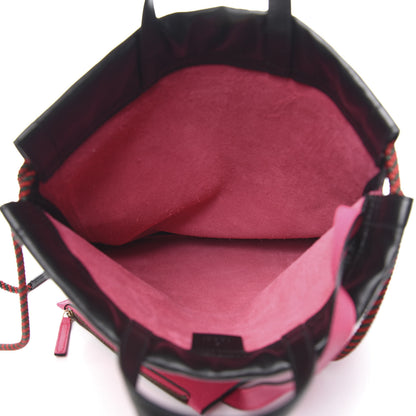 Gucci Grained Calfskin Logo Drawstring Backpack Box Pink Green Black 5 of 10