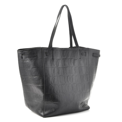 Celine Crocodile Embossed Calfskin Medium Belt Cabas Phantom Black 3 of 7