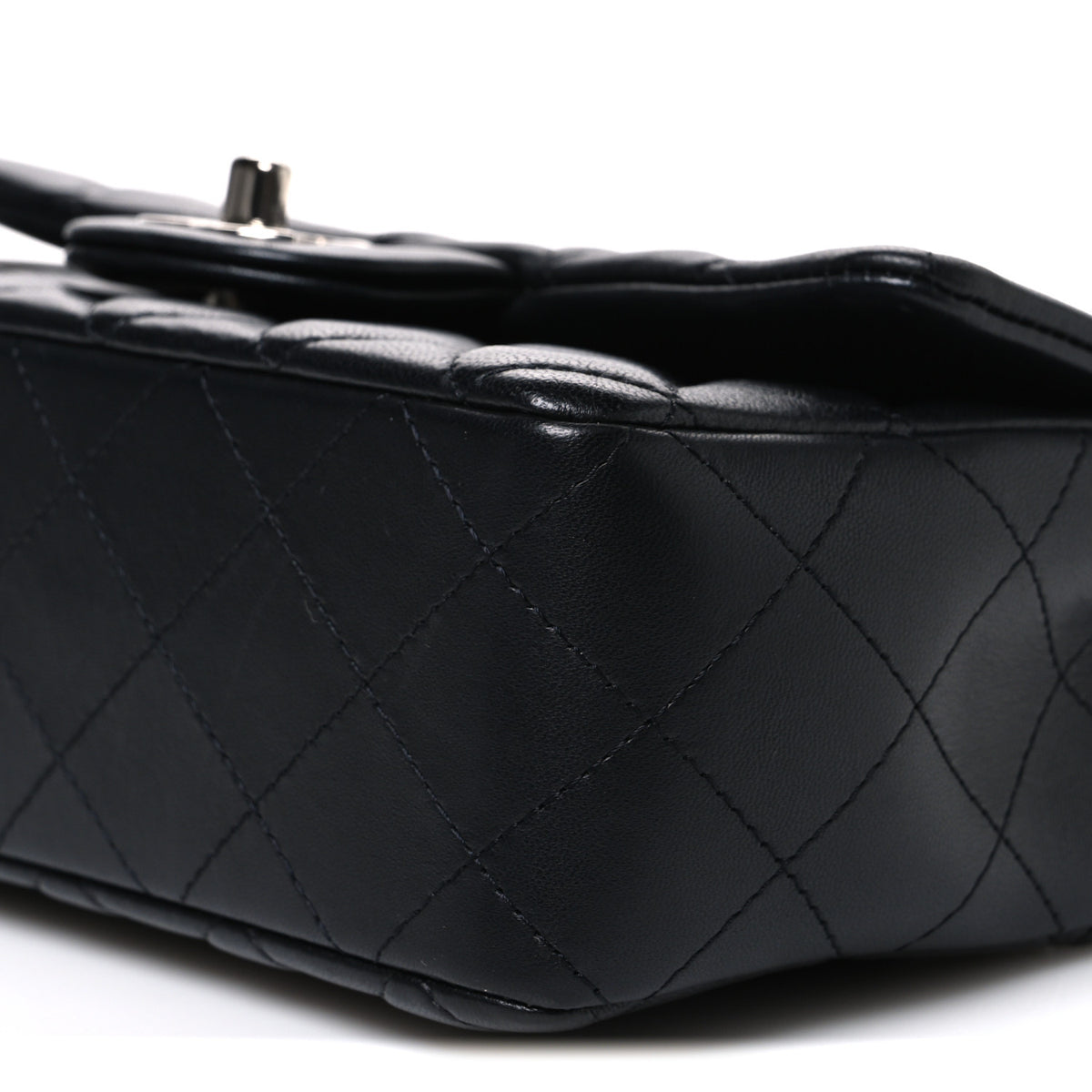 Lambskin Quilted Mini Rectangular Flap Black