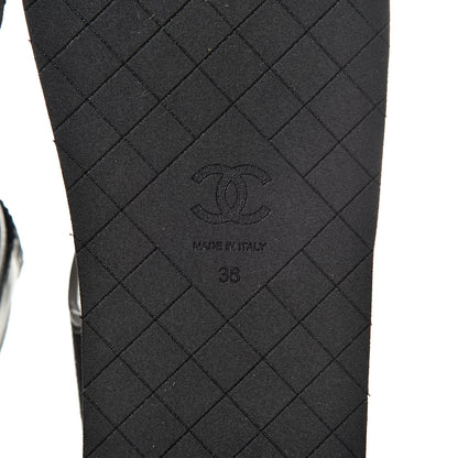 Chanel Lambskin Jersey Coco Sandals 38 Black 7 of 8