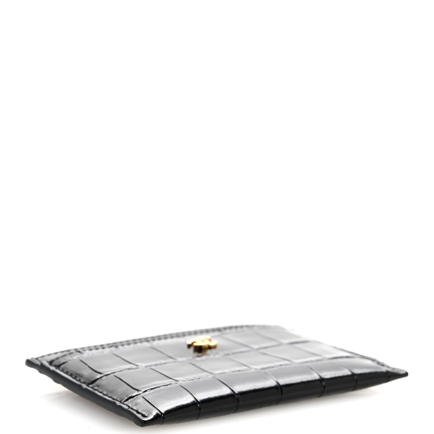 Chanel Calfskin Crocodile Embossed Crococo Card Holder Black 4 of 8