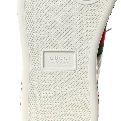 Gucci Laminated Nappa Crystal Web Bee Embroidered Trapuntata Womens Ace Platform Sneakers 38 Argento 7 of 10