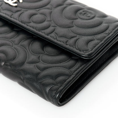 Chanel Lambskin Embossed Camellia Large Gusset Flap Wallet Black 11 of 12