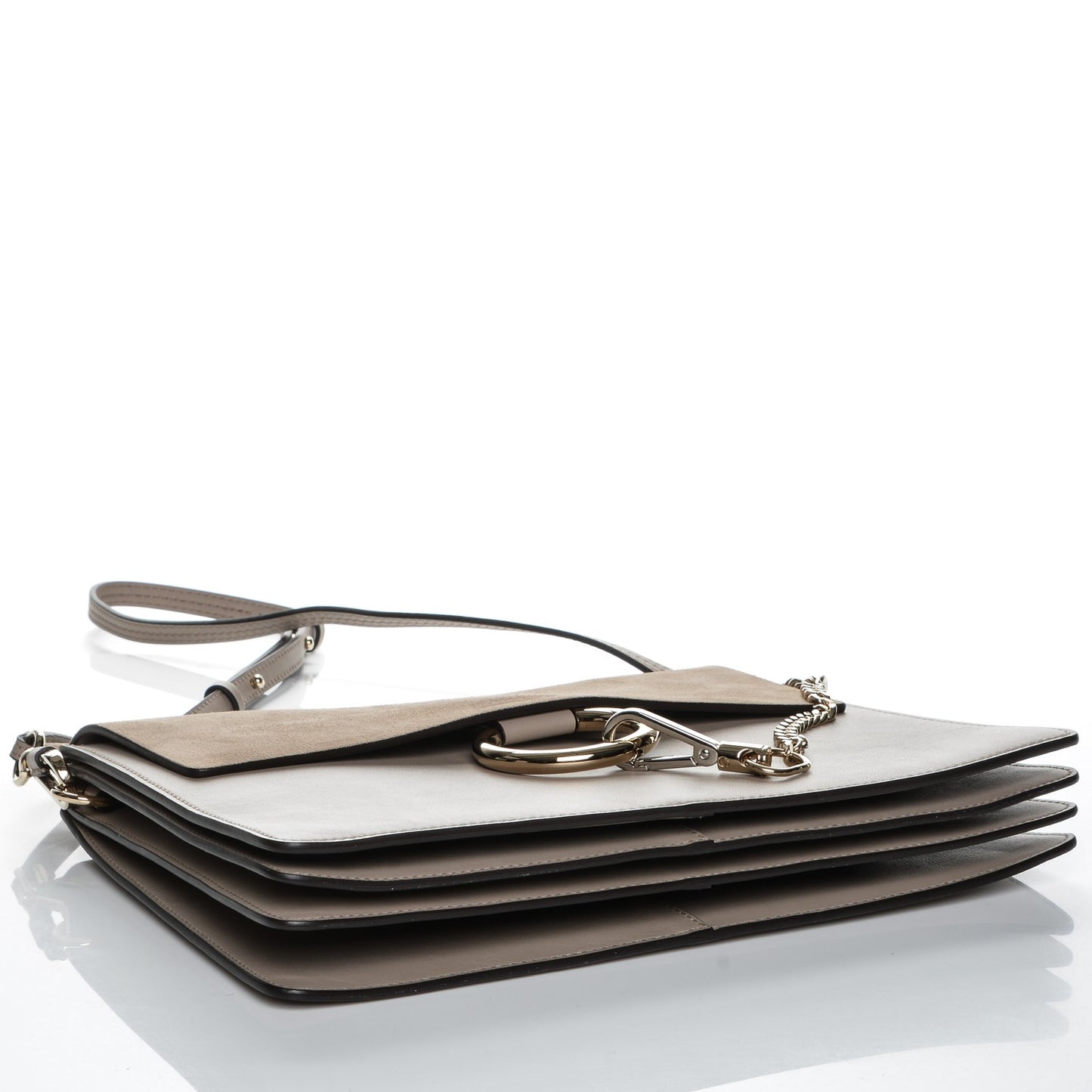 Calfskin Suede Medium Faye Shoulder Bag Motty Grey