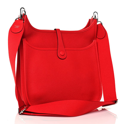 Hermes Taurillon Clemence Evelyne III PM Rouge De Coeur 2 of 12
