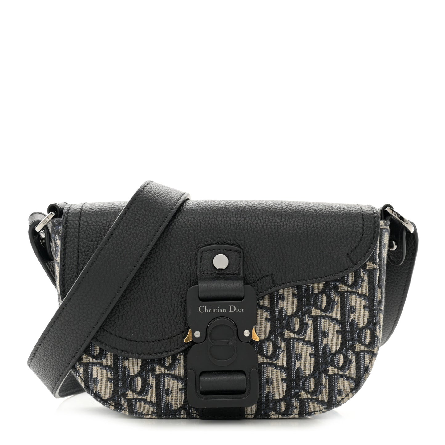 Grained Calfskin Oblique Saddle Messenger Black
