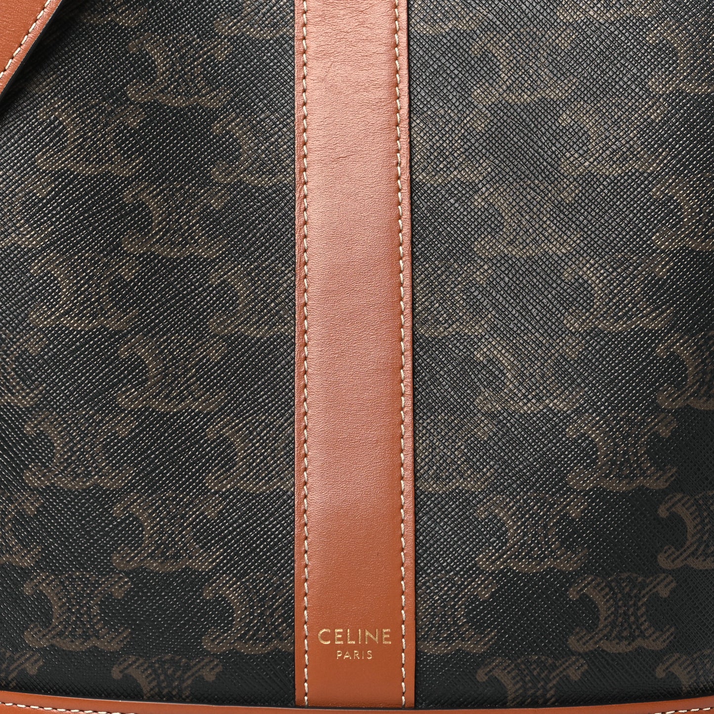 Triomphe Canvas Calfskin Small Bucket Bag Tan