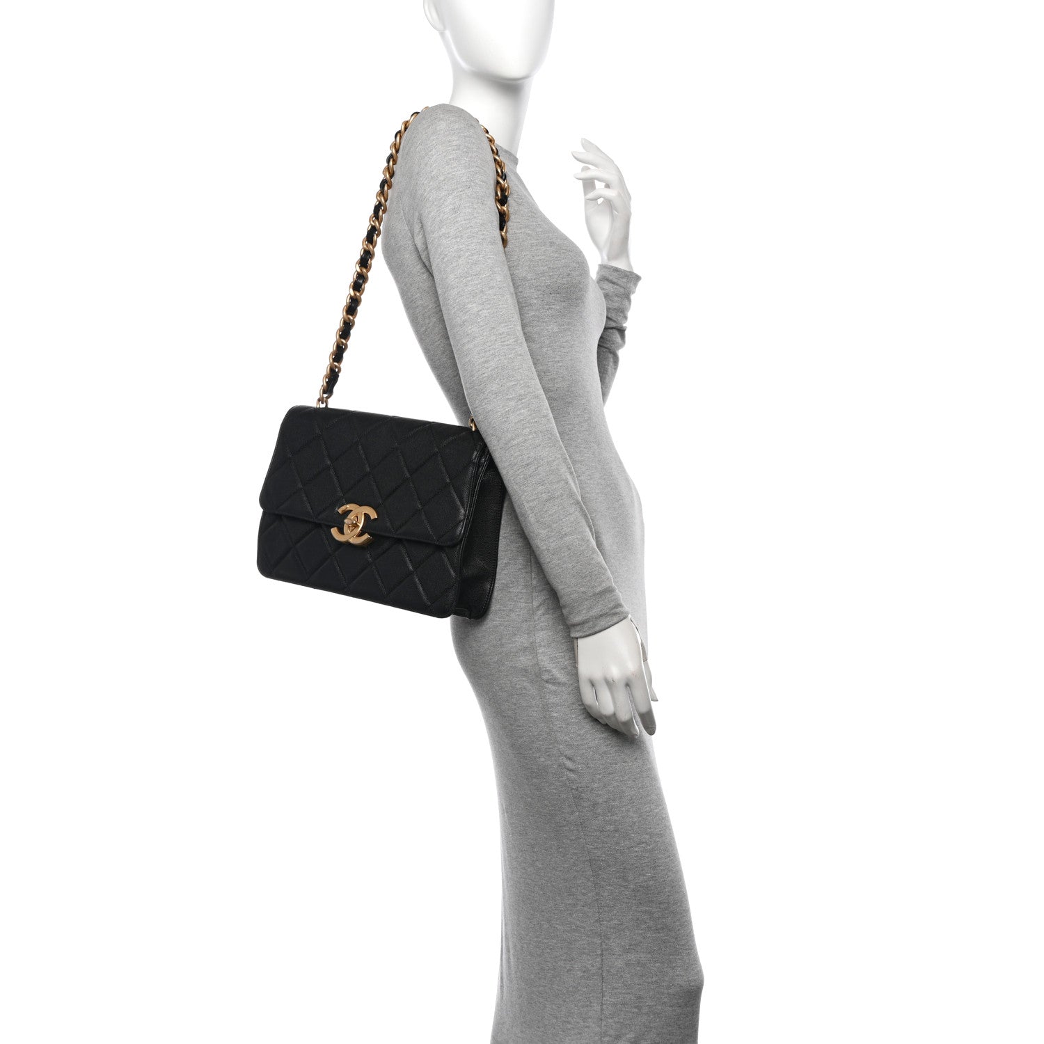 Chanel Caviar Quilted CC Large Flap Black 2 of 11