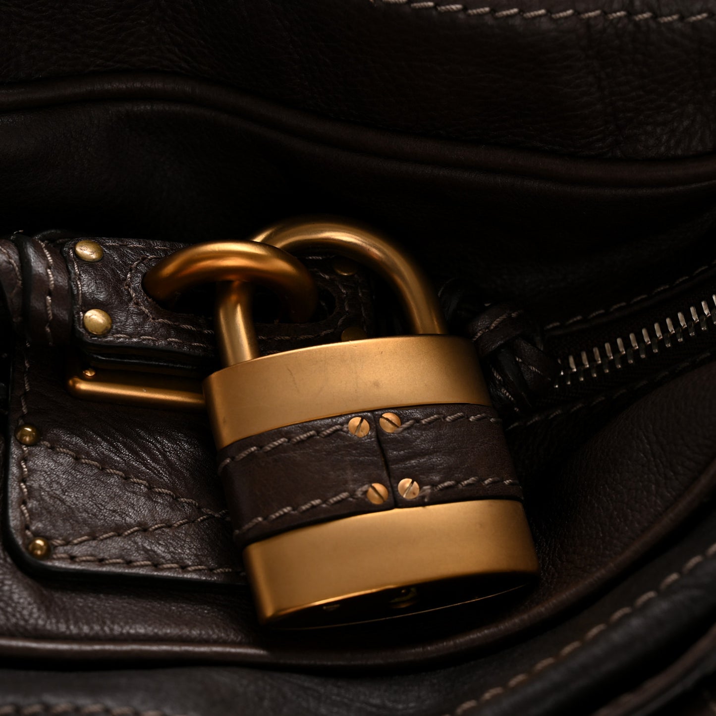 Grained Calfskin Paddington Tote Chocolate