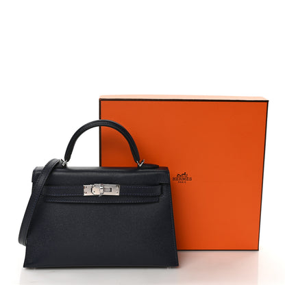 Hermes Madame Calfskin Mini Kelly Sellier 20 Bleu Nuit 9 of 9